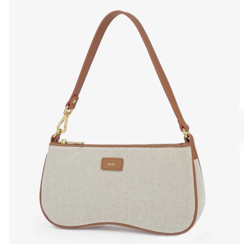 Beige Canvas Shoulder Bag